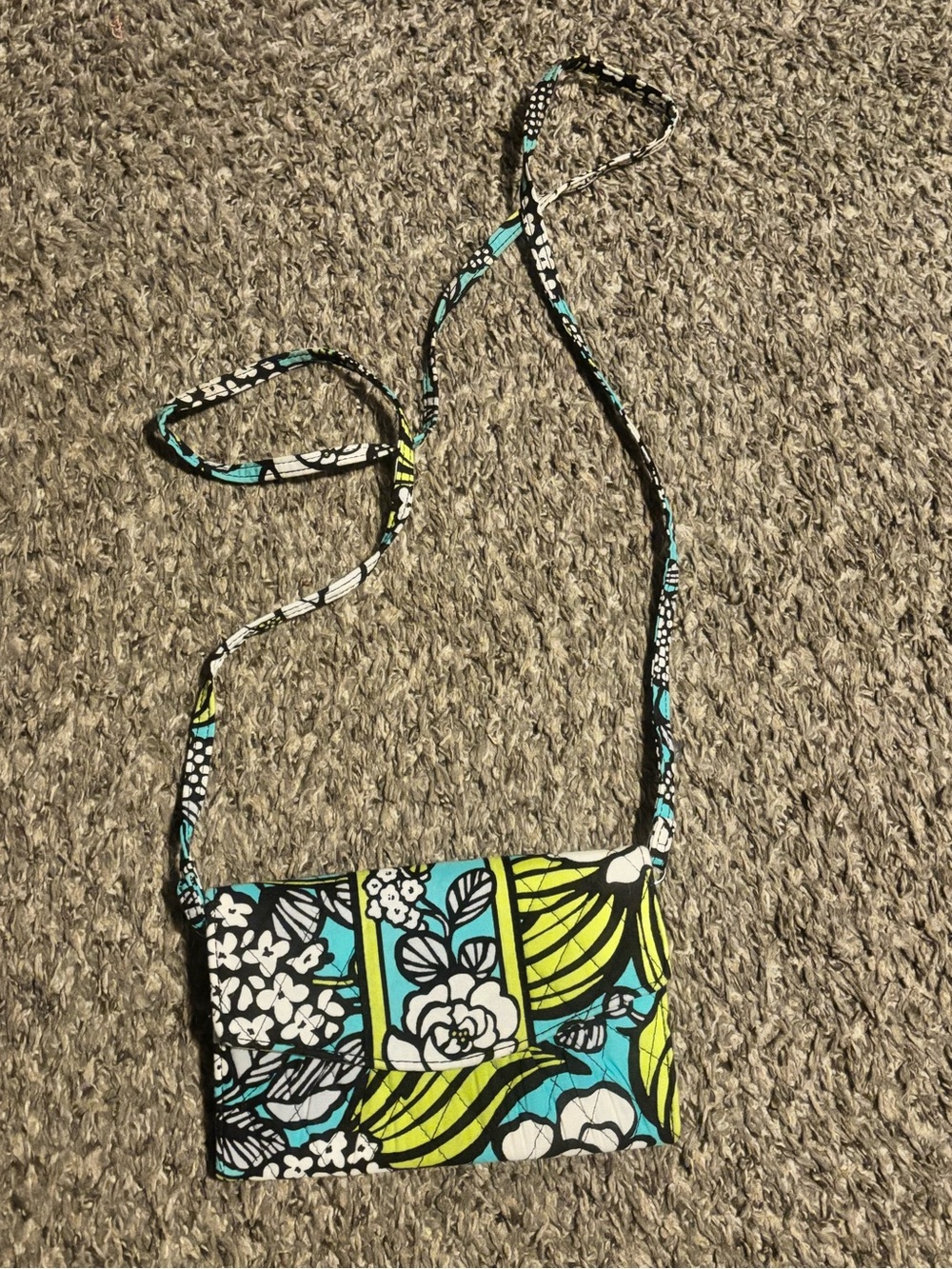 Vera Bradley Floral Crossbody in Teal, Lime & Black